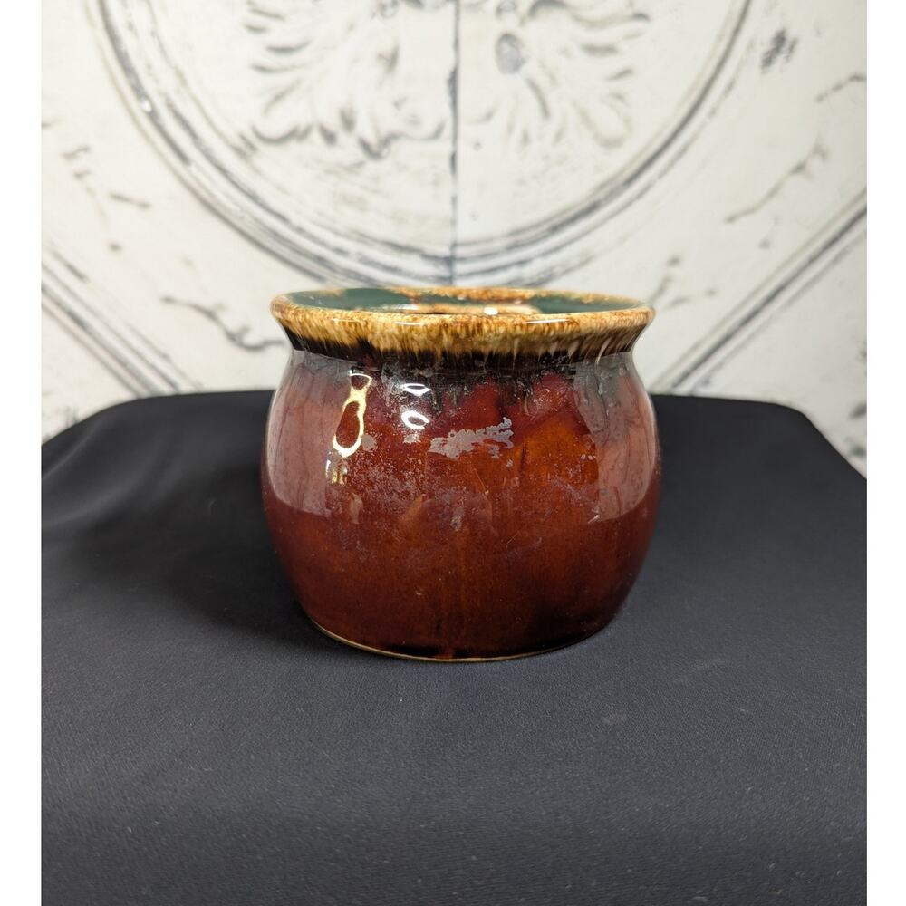 Brown Drip Glazed Stoneware Crock Marked “Oven Proof” & “USA”, No Lid, Pre-Owned